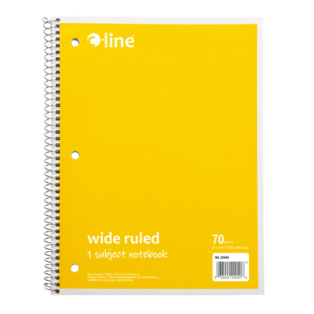 C-LINE PRODUCTS 1-Subject Notebook, Wide Ruled, Yellow, PK24 22040-CT